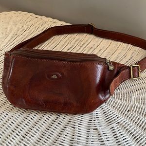 The Bridge Cognac Leather Adjustable Waist Bag / Belt Bag / Fanny Pack Unisex
